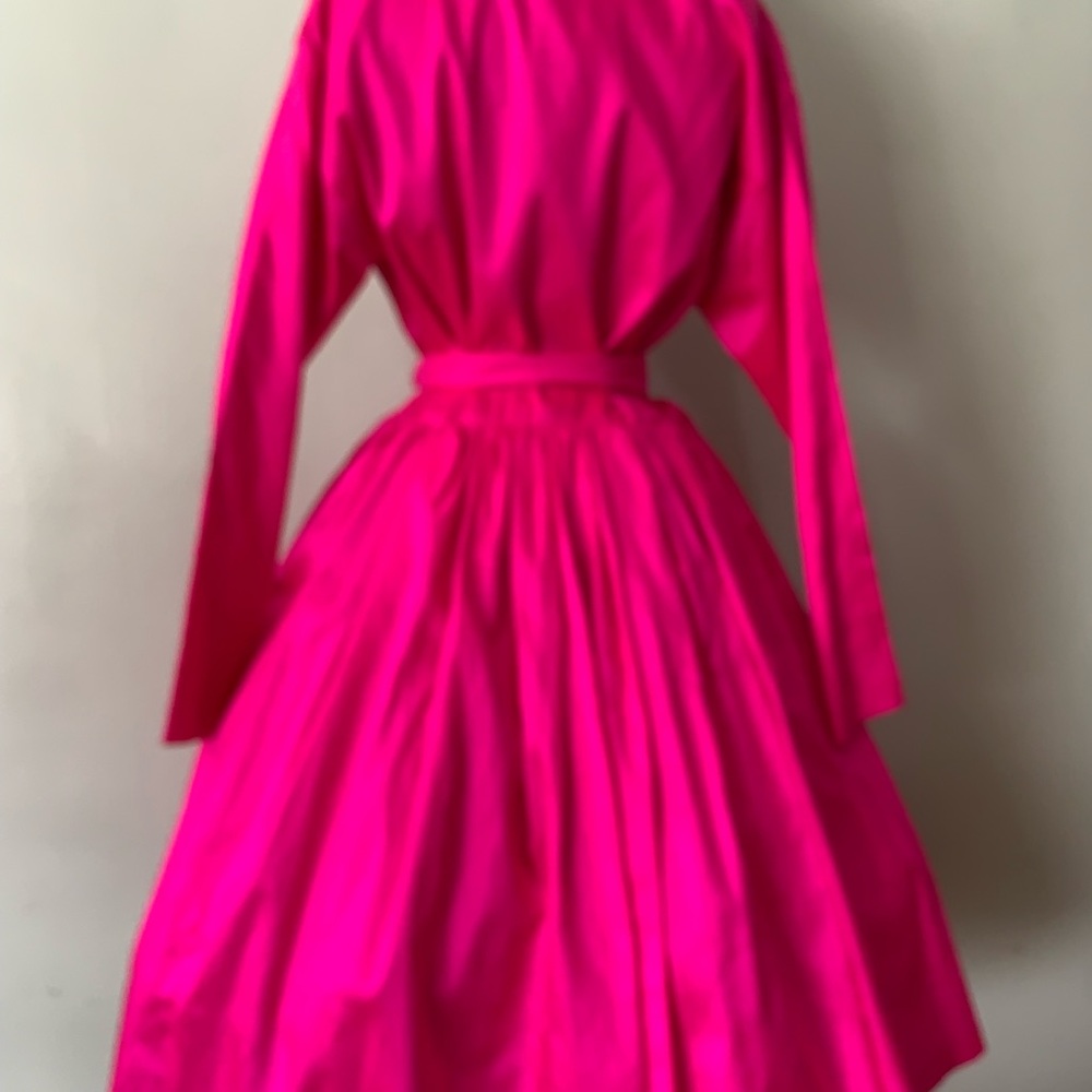 Vintage 1990s Hot Pink Silk Dress Catherine Regehr Dramatic Wrap Cocktail Dress - Picture 5 of 9